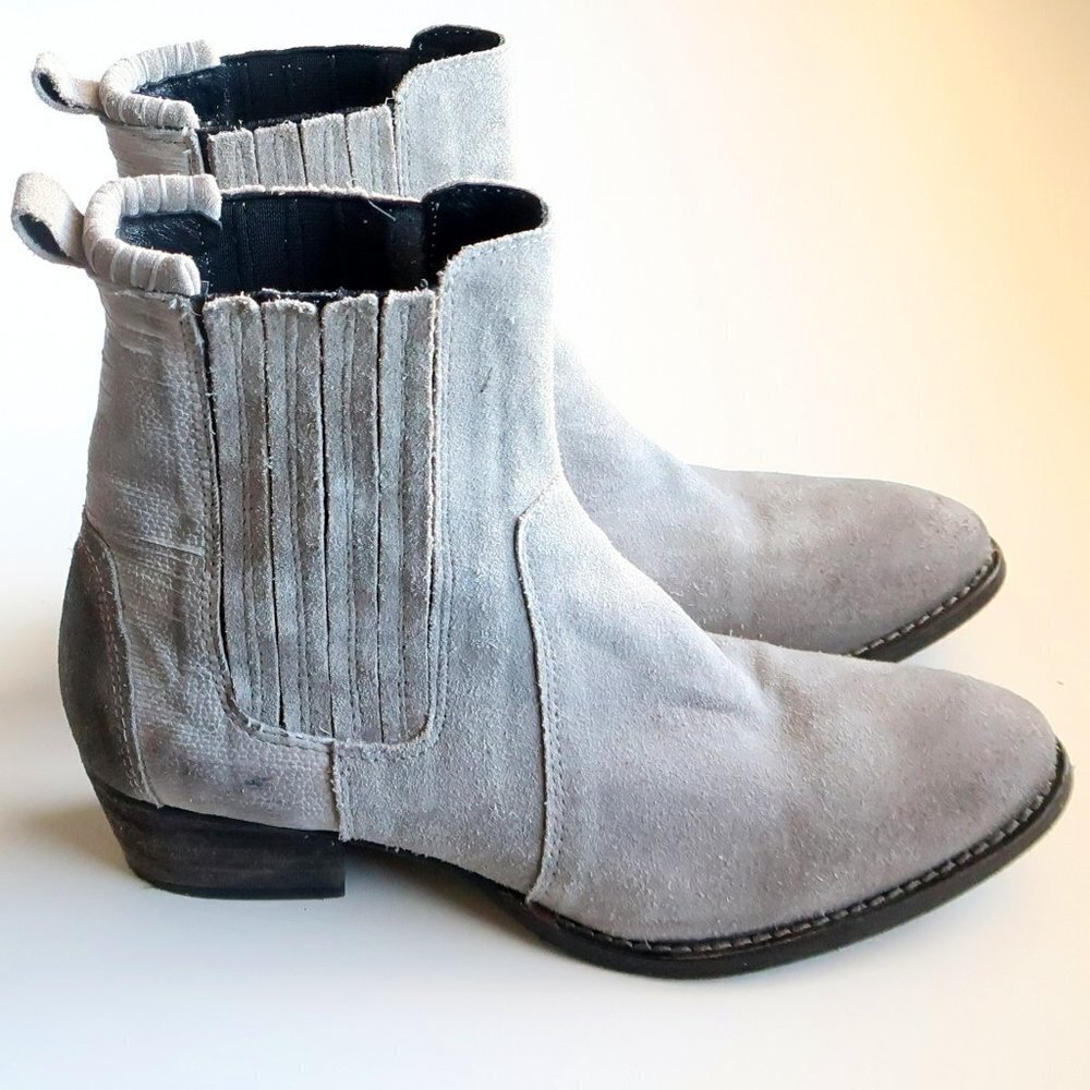Splendid Grey Suede Leather Western Cowgirl / Cowboy Ankle Boots / Booties Sz. 8